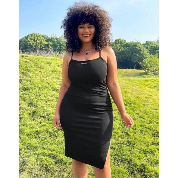 EZwear Plus Size Black Knitted Slim Fit Split Bodycon Dress 4x 20 - Picture 4 of 5